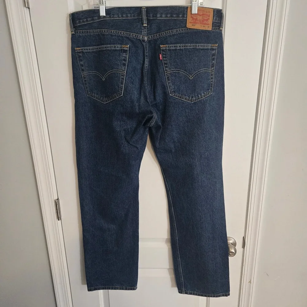 Levi's 505 Regular Fit Jeans Men's‎ 38x32 Dark Wash Blue Straight Leg Zipper
